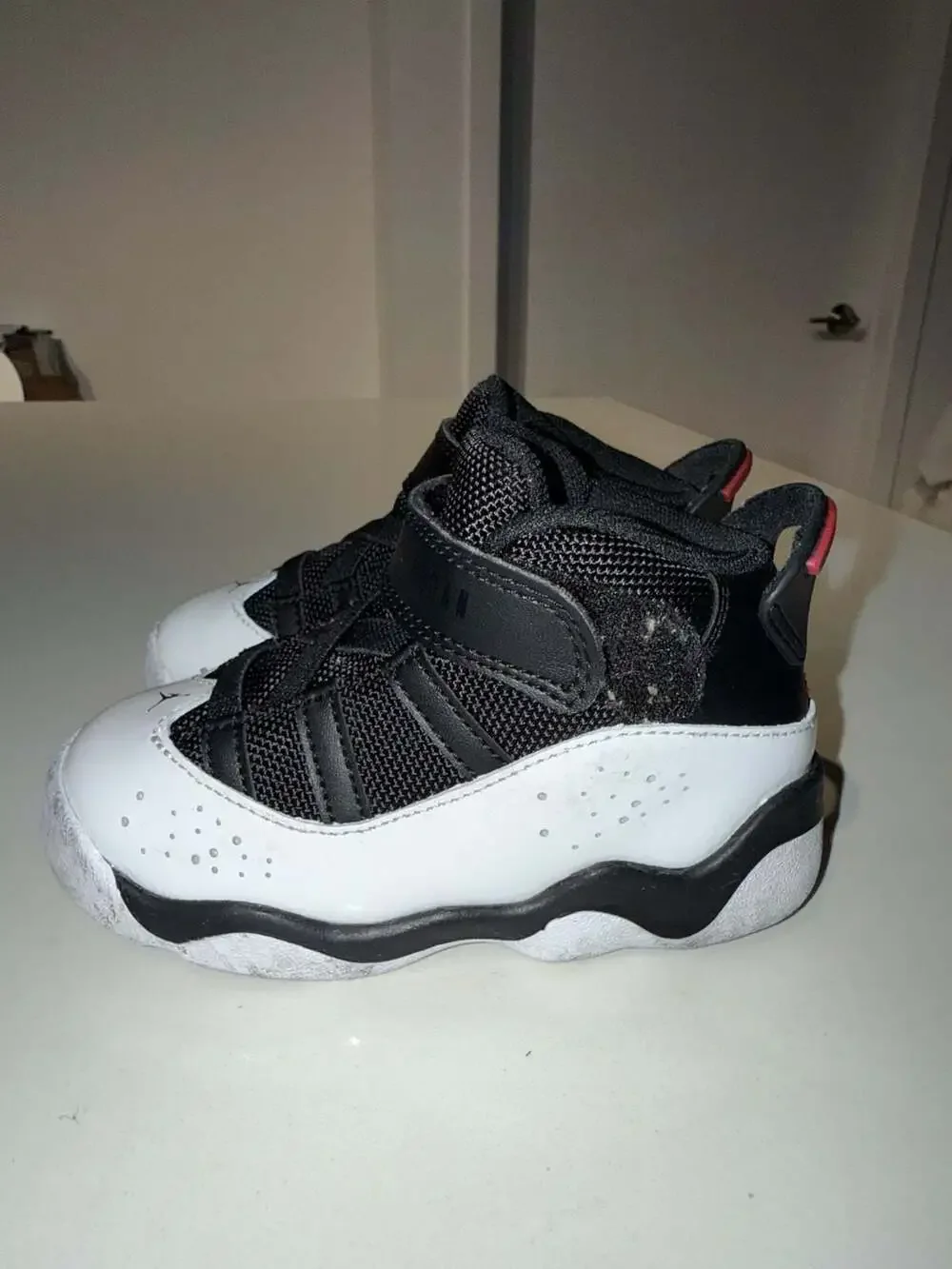 Jordan 6 Rings Toddler Shoes Size 7C Black White Red
